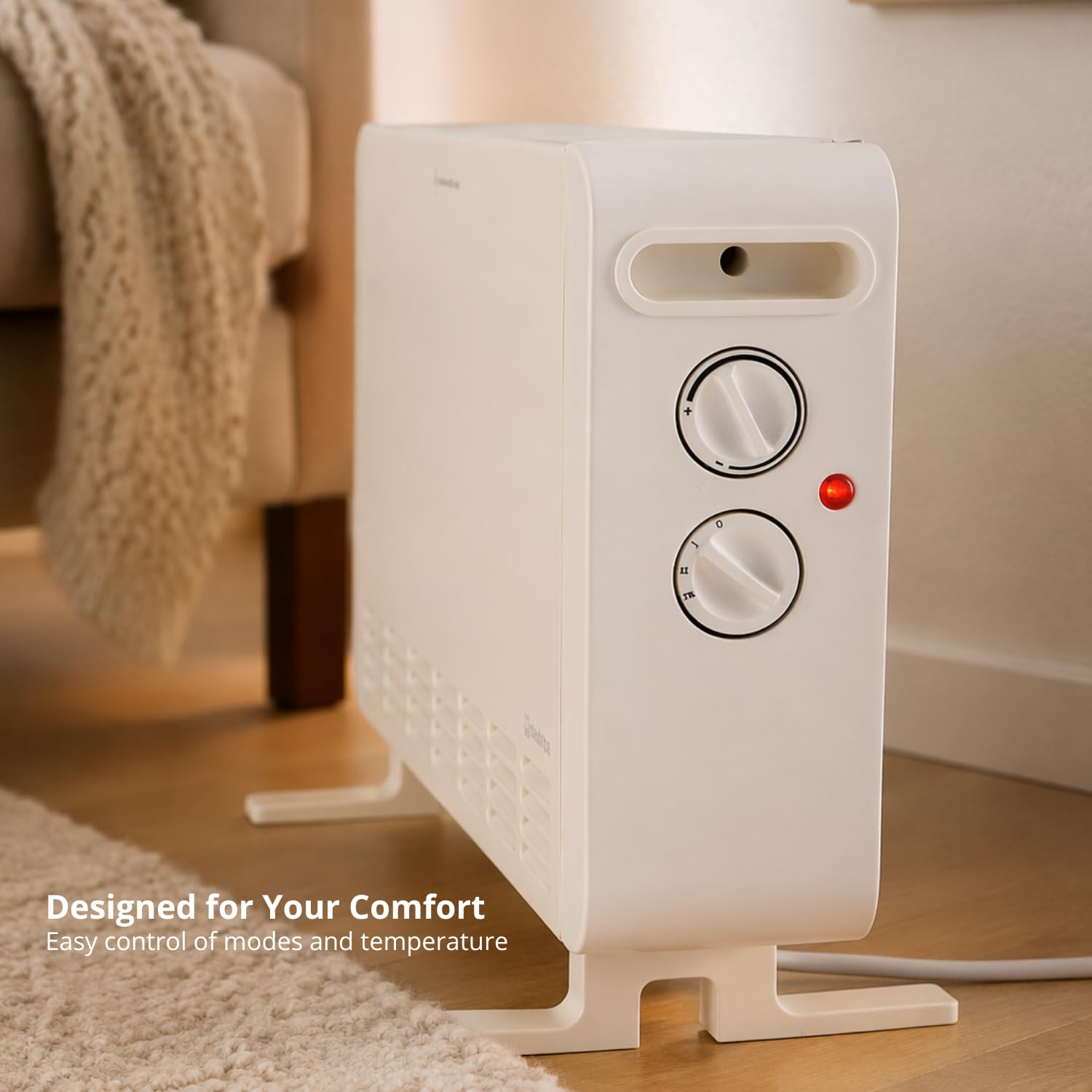 M Mimotec – Radiador Convector Eléctrico White Broken Equation 2000W, Potencia Regulable 800–2000W, Silencioso 0 dB, con Termostato Ajustable, Uso Interior