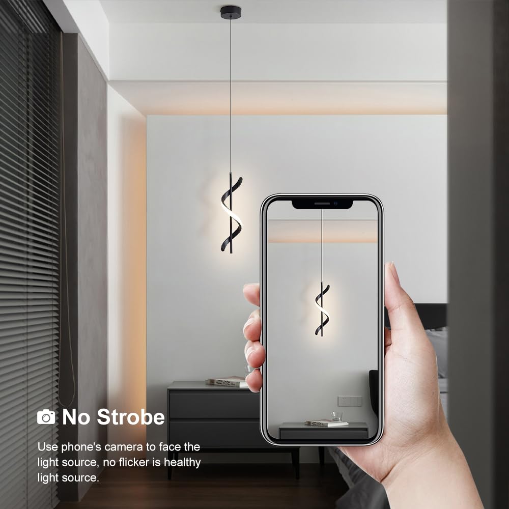 Liniowa spiralna lampa wisząca, geometryczna metalowa lampa wisząca z akrylowym kloszem, lampki nocne, 13 W - żyrandol LED - 3 kolory, nordyckie minimalistyczne lampy sufitowe do jadalni