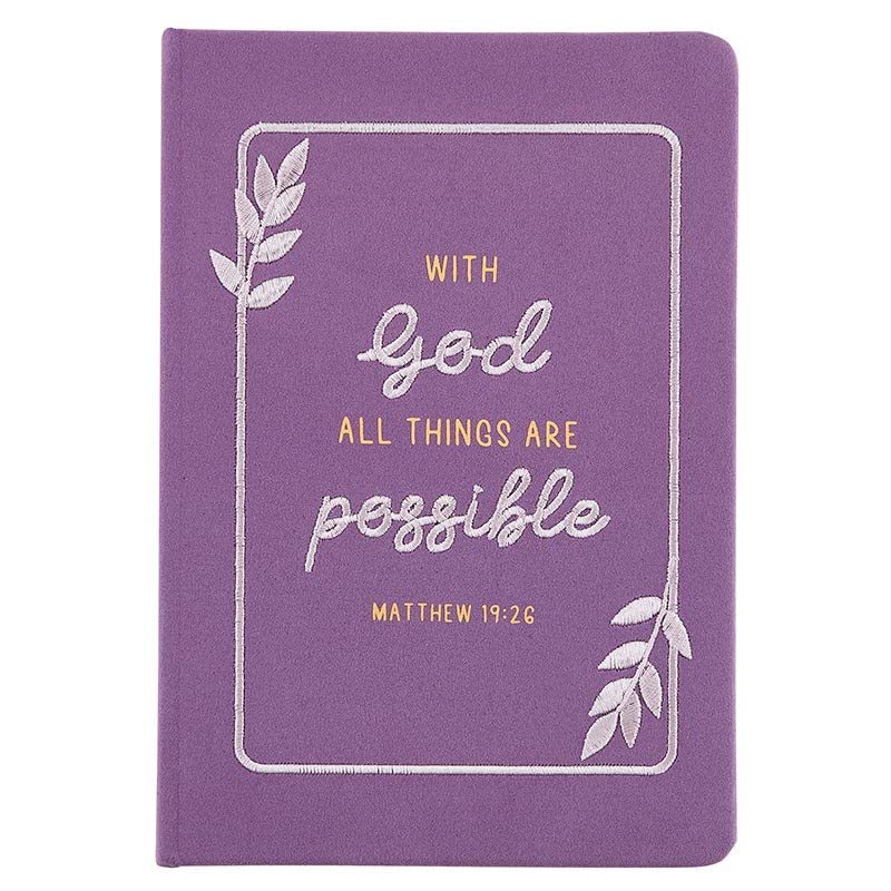 Diario de gamuza de 140 páginas Creative Brands Faithworks bordado All Things Possible tapa dura