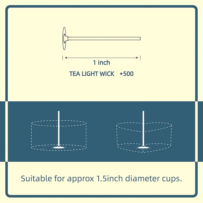 Pabilos para velas tea light, 500 piezas, 1 pulgada, preencerados miniatura 3