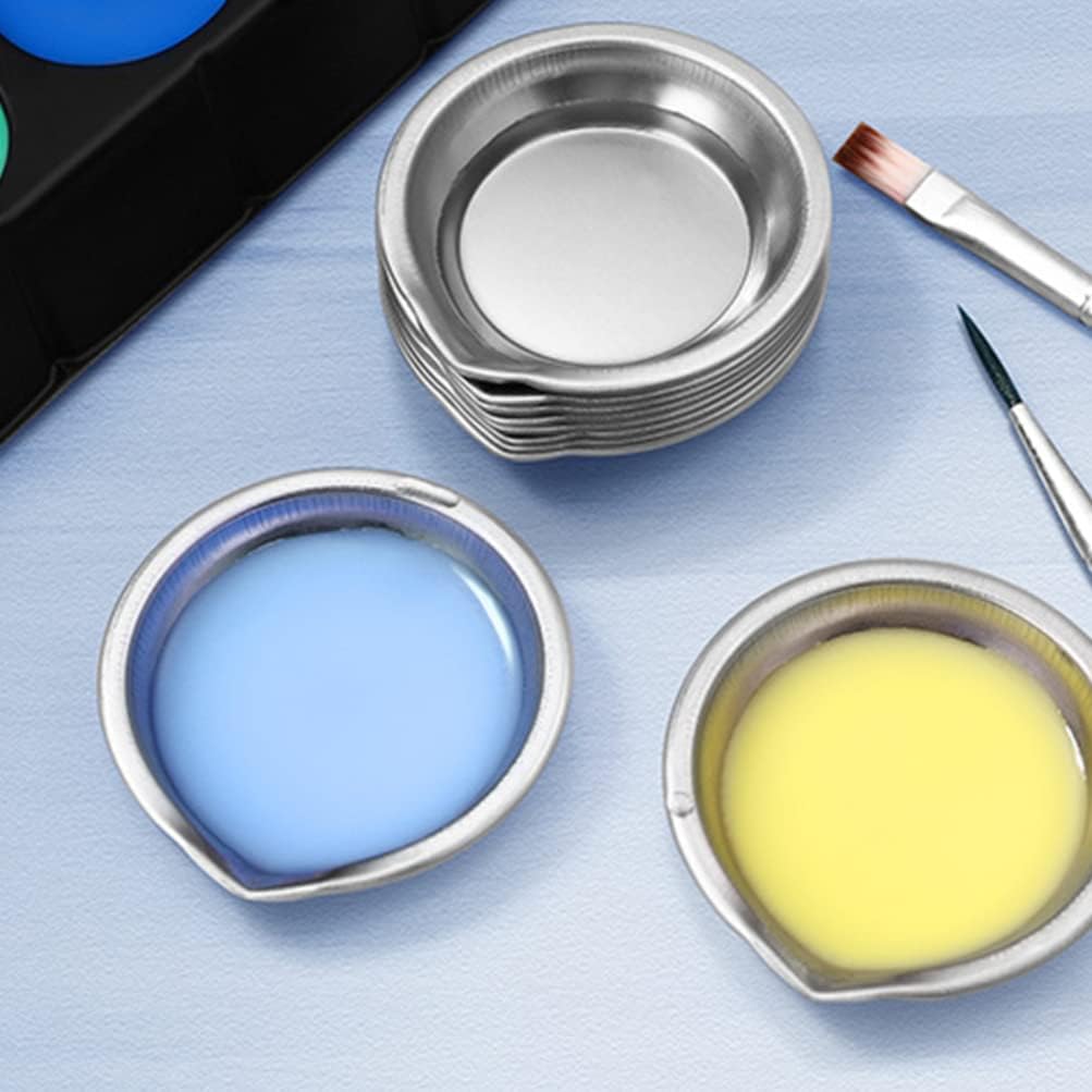 18Pcs Stainless Steel Paint Mixing Trays with Spout for Easy Pouring, Reusable Watercolor Palettes for Artists and Makeup Mixing