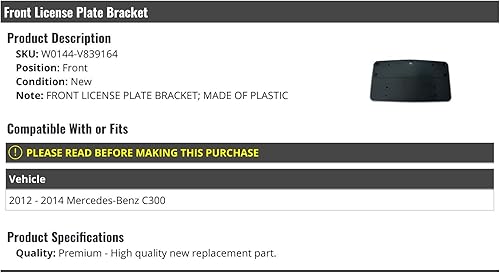 Miniatura 2 de Soporte de placa delantera - Compatible con Mercedes Benz C300 2012 - 2014