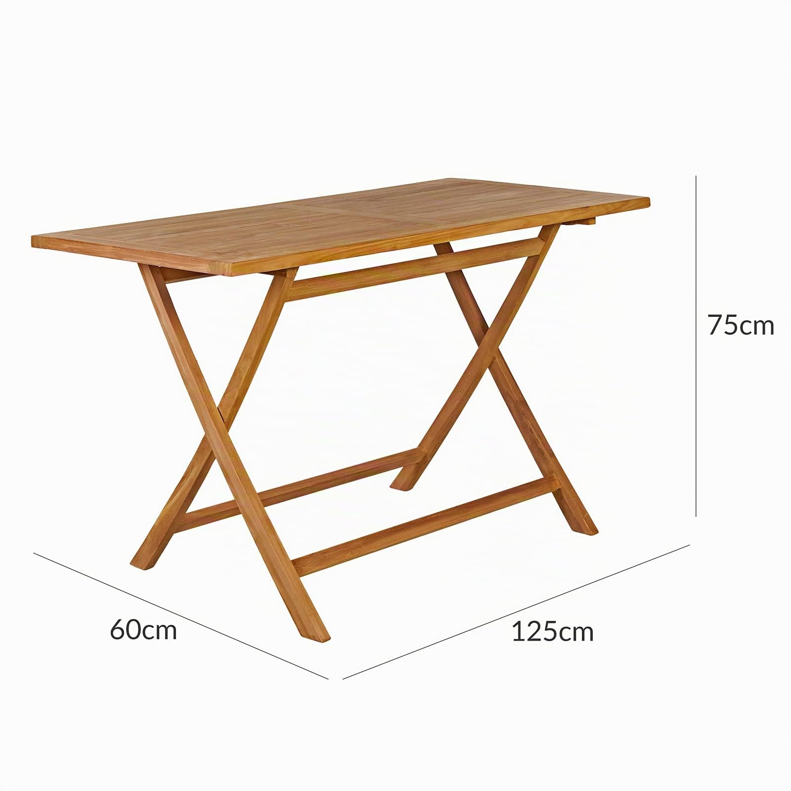 Garland Gartentisch Bari 125x60x75 cm Teak Holz SVLK Zertifiziert Klappbar Wetterfest Balkontisch Esstisch Gartenmöbel