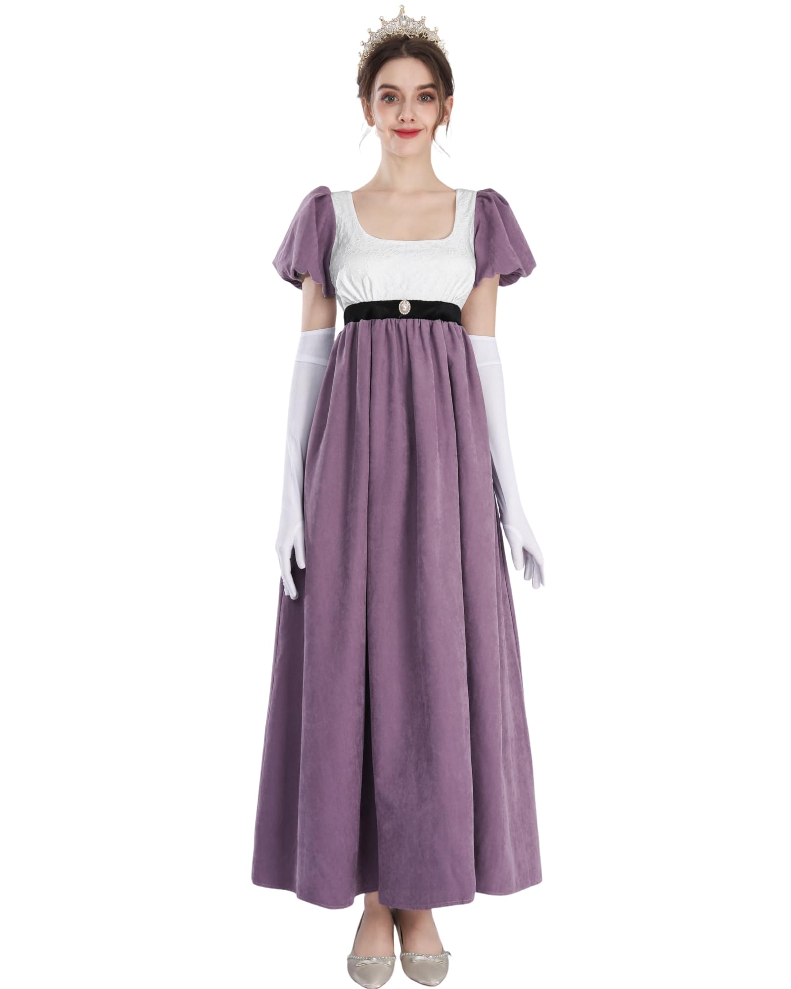 Fiamll Regency, abito da donna Jane Austen, linea ad A, stile impero, abito vittoriano, con sciarpa, abito da sera