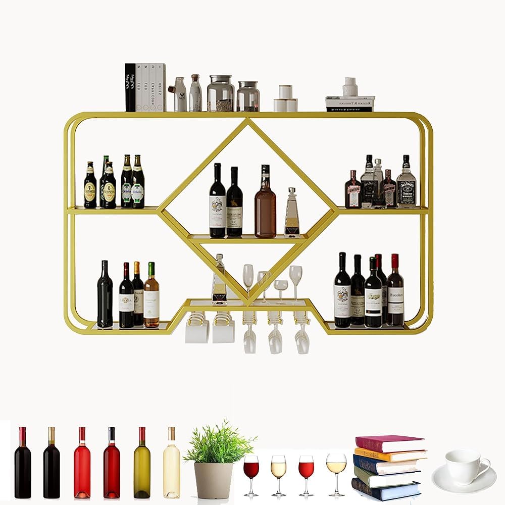 Étagère de rangement à vin moderne en métal avec LED