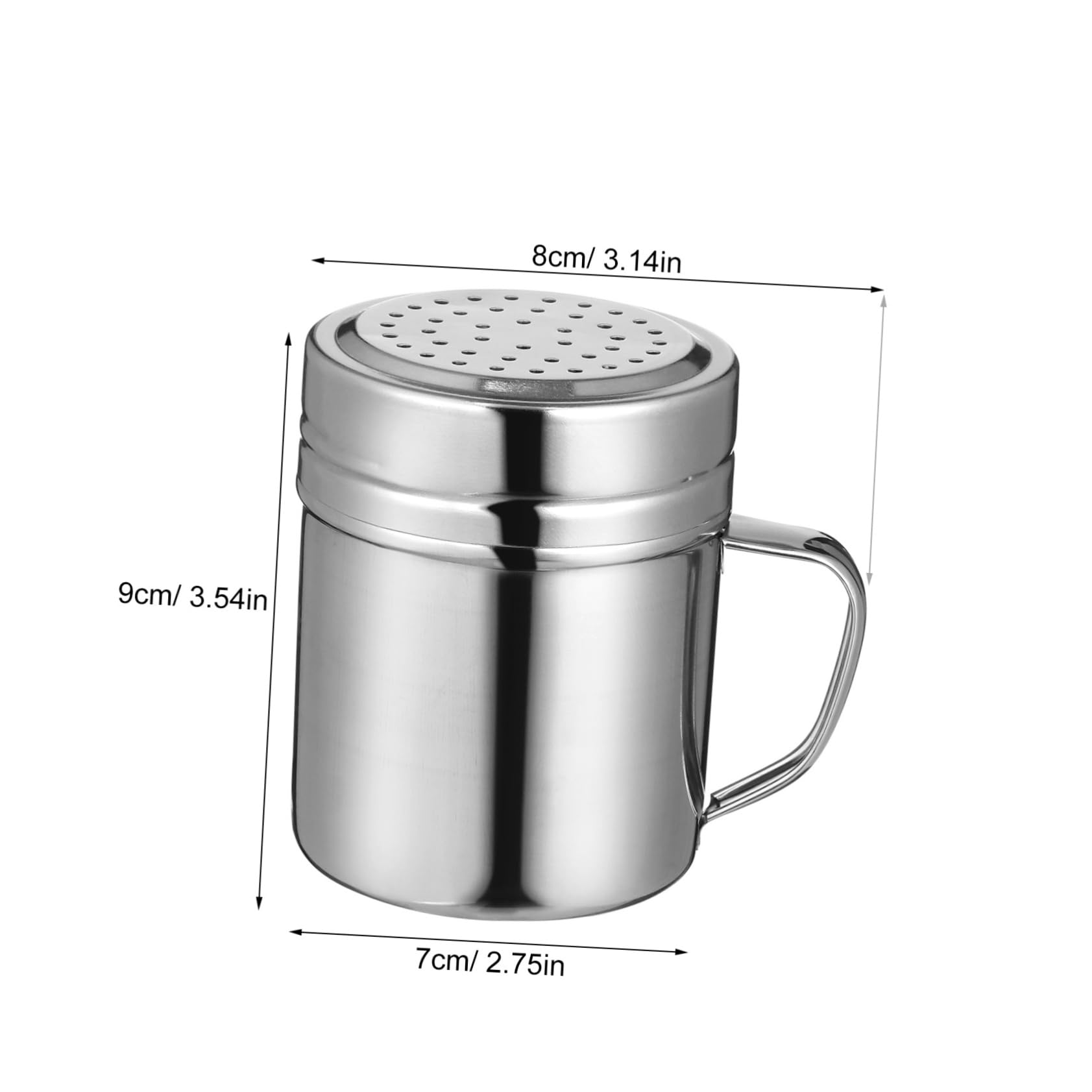 Garneck 2 Pcs Stainless Steel Seasoning Shaker with Handle Condiment Holder for Home Cafe Restaurant Resistant Capacity Easy to Fill Shaker