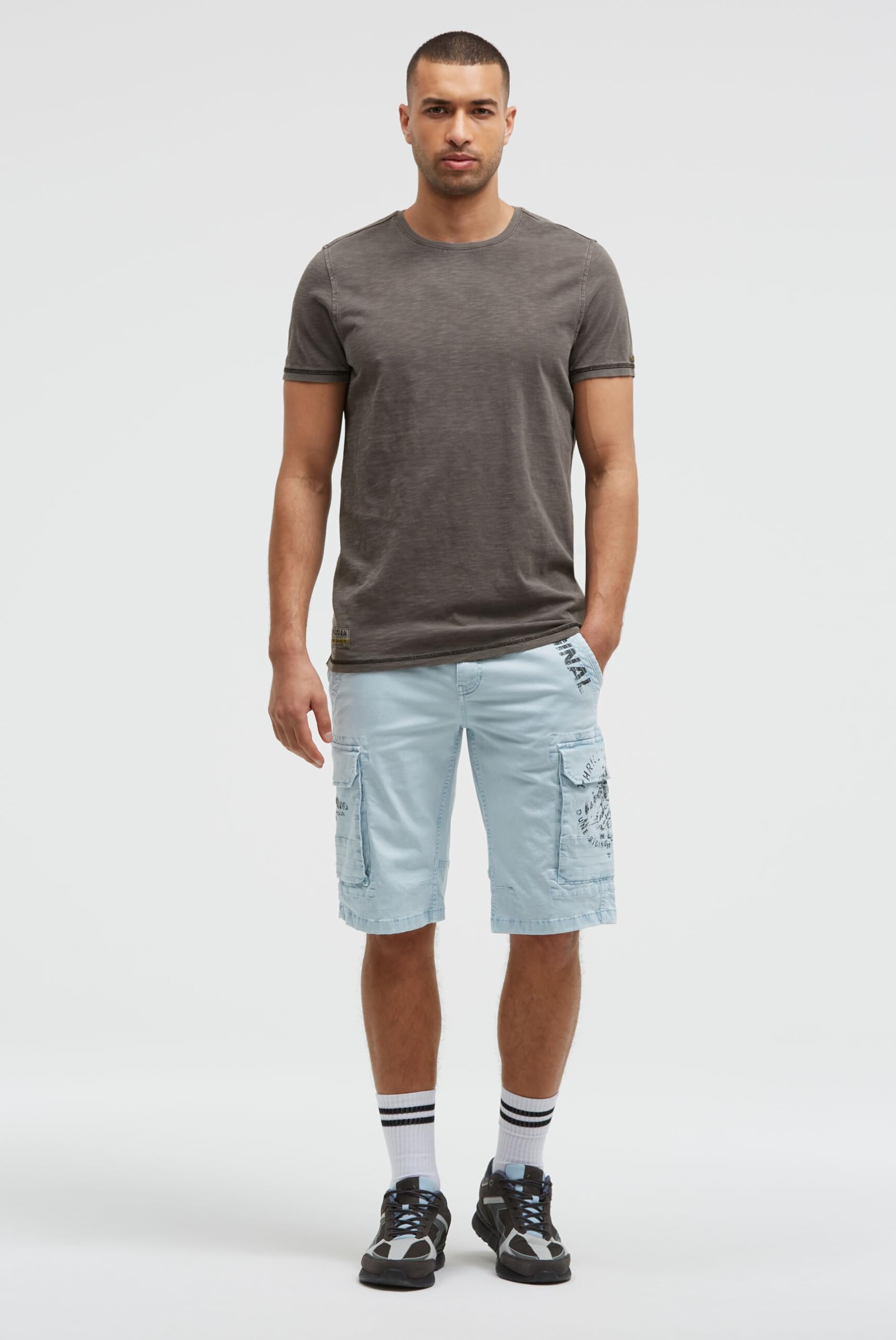 Camp David Herren Cargo Shorts mit Prints im Used Look