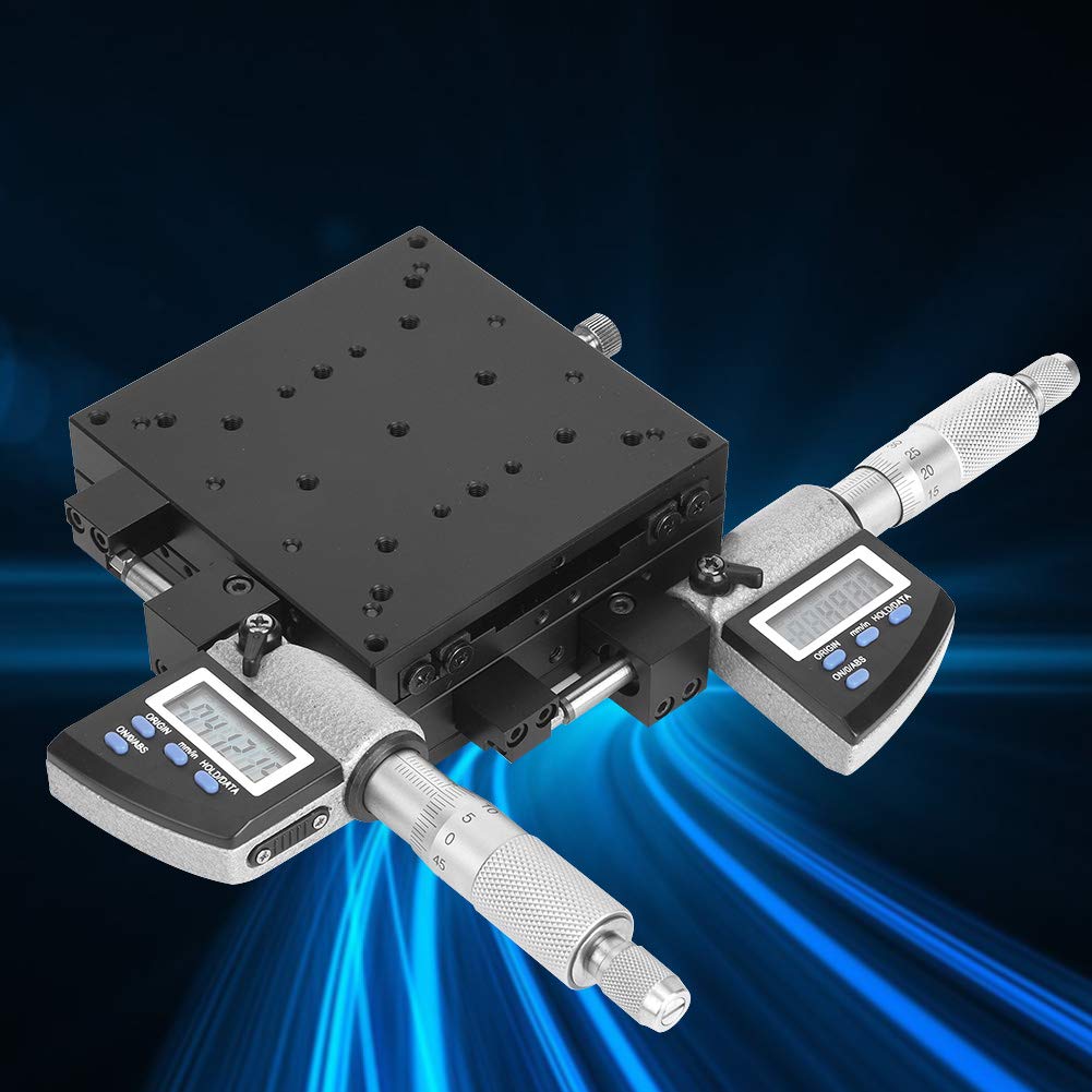 100x100mm Micrometer Stage Platform, Aluminum Alloy Black Oxide, Digital Adjustment, Strong Load Capacity, Measurement for Machinery and Optical Lab, Cross Roller Linear Stage