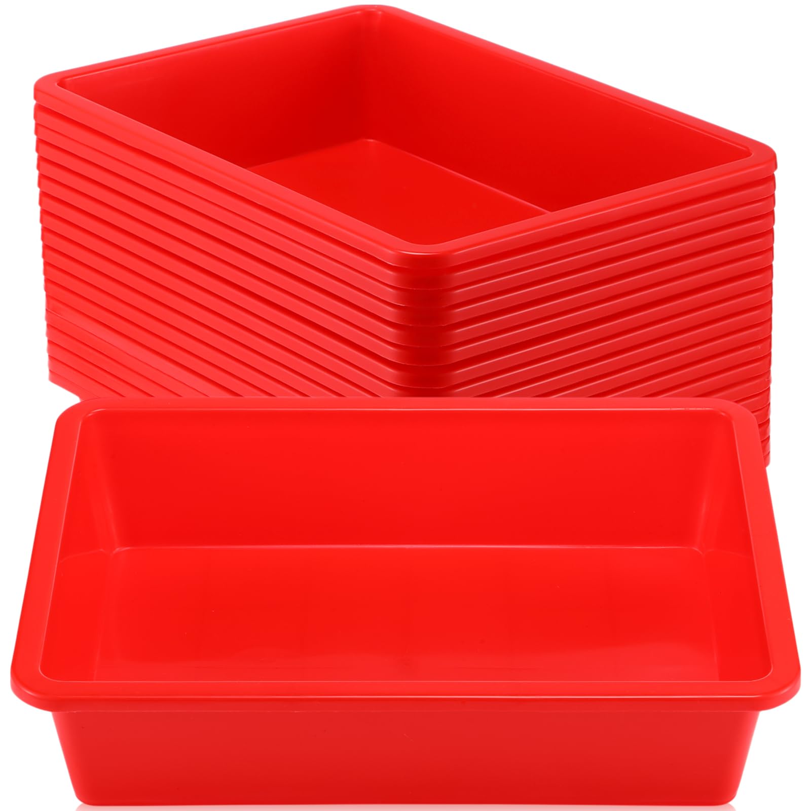 Hoteam Paquete de 18 contenedores organizadores de papel, bandeja de almacenamiento para el aula, bandeja de almacenamiento plana