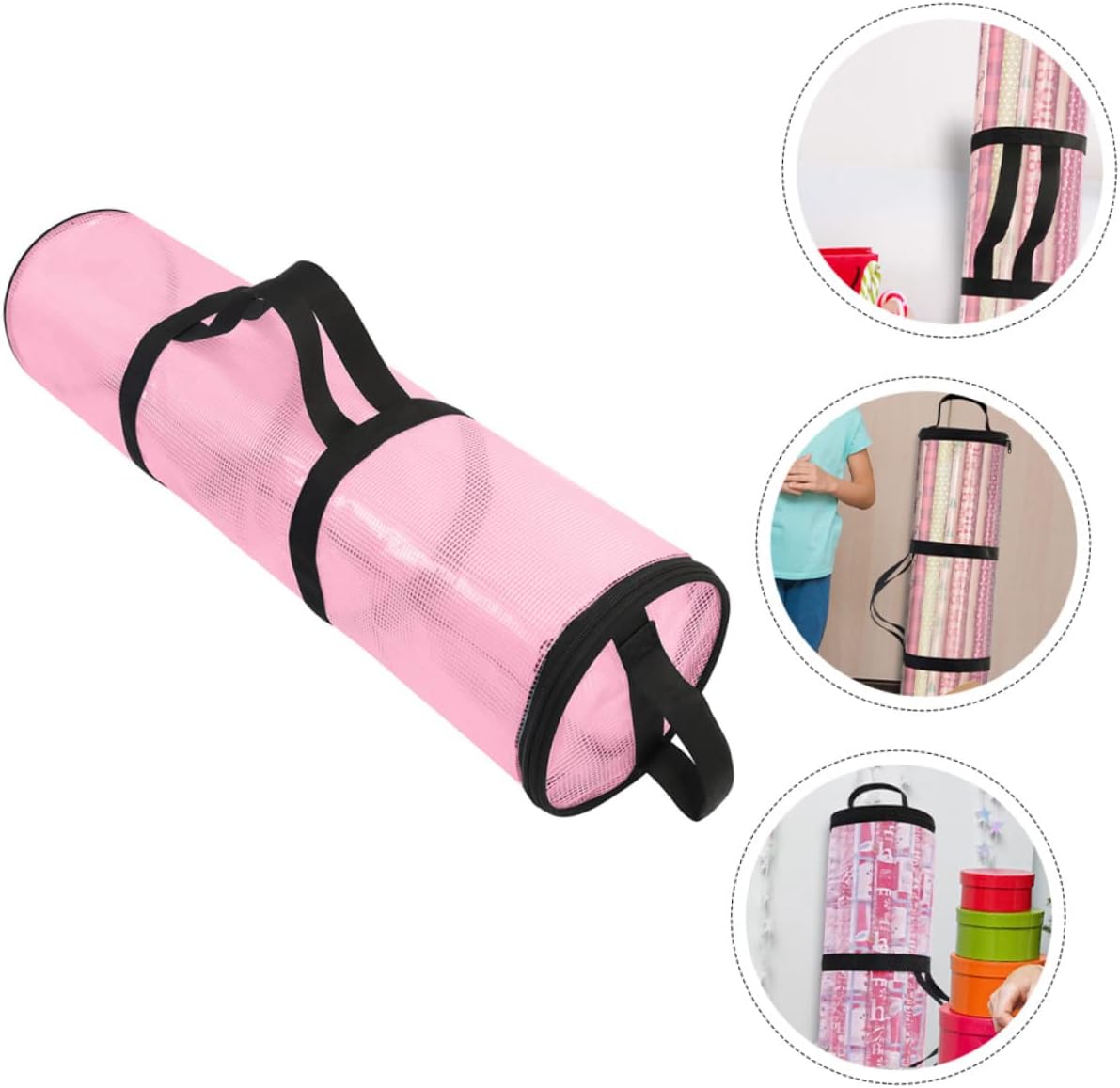 Ipetboom 3pcs Handy Christmas Storage Pouch Portable Cylindrical Wrapping Bag for Presents Transparent for Party Supplies and Holiday Organization