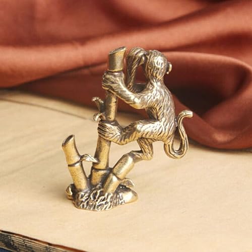 Miniatura 4 de TEAMWILL Estatua de mono de latón macizo, estatua de casa, oficina, decoración, figuras de animales