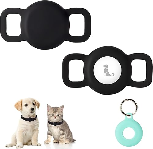 PuppyDoggy Paquete de 2 soportes para Airtag para collar, funda de rastreador de perros y gatos, funda de silicona impermeable para Airtag,