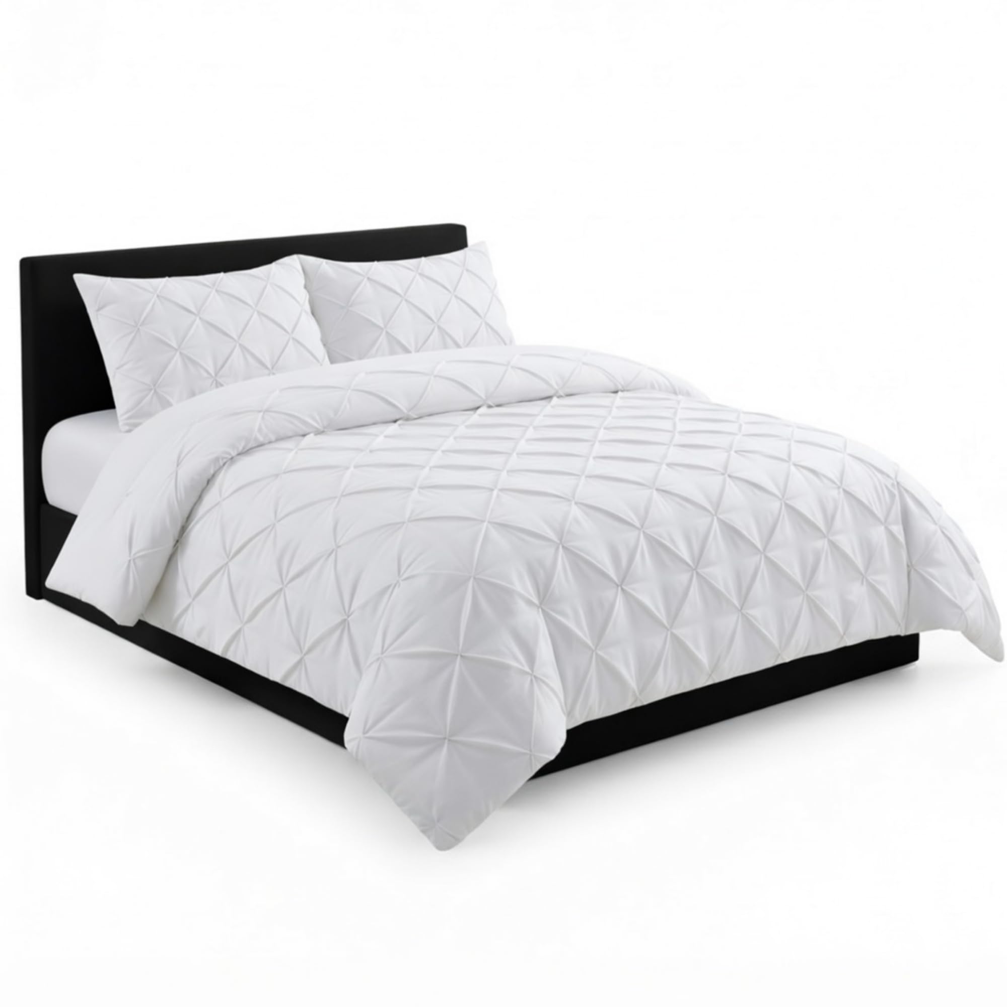 AHS Pintuck White Duvet Cover Bedding Set, King Pinch Pleat Design With Matching Pillowcases, Soft Brushed Microfiber Quilt Cover, Easy Care Wrinkle Free, Breathable โ image 1