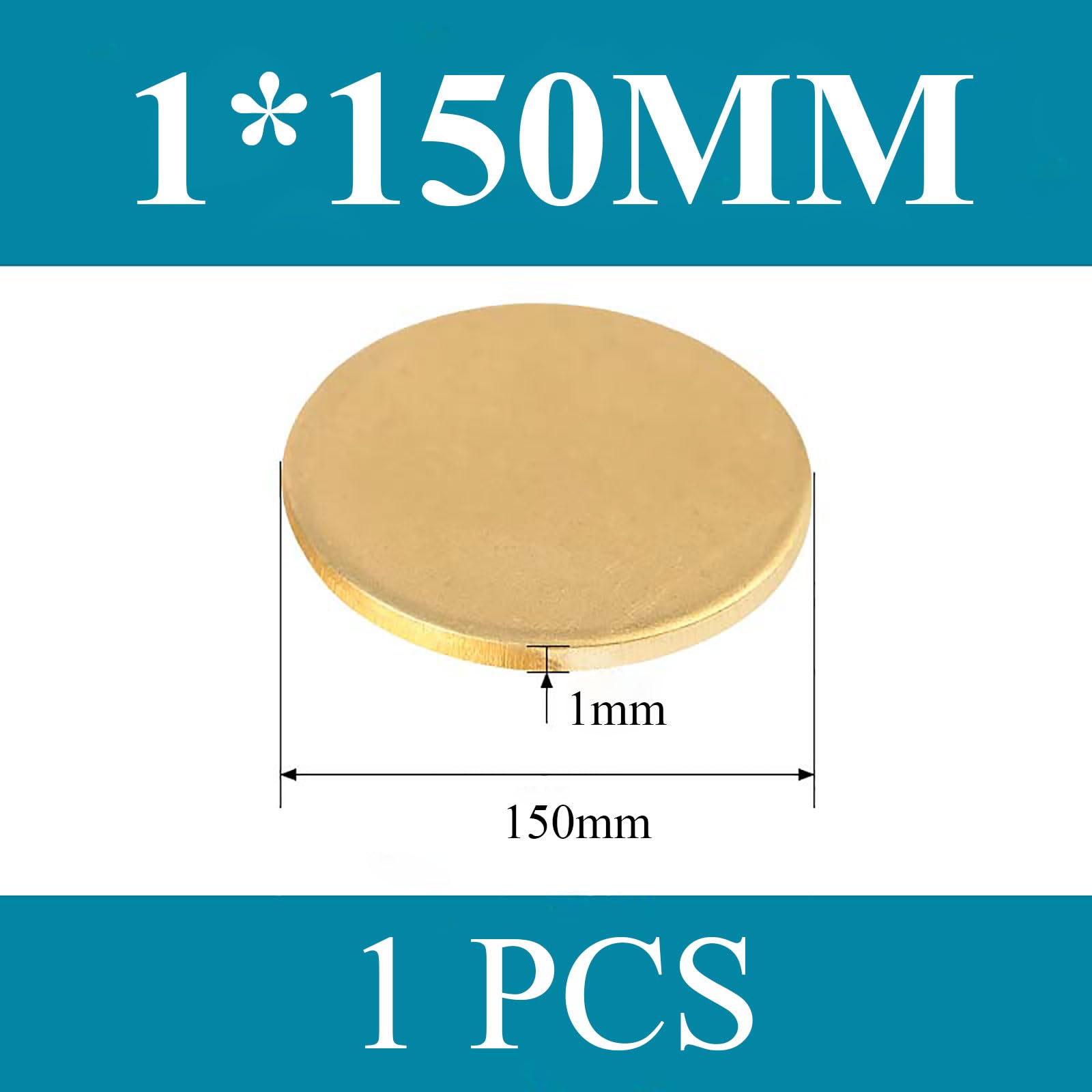 COYOUCO Brass Round Plate Sheets, 1Mm Thickness X100/120/150/200Mm Diameter H62 Brass Metal Sheet for Crafts, Models, Repairs,1 * 150mm