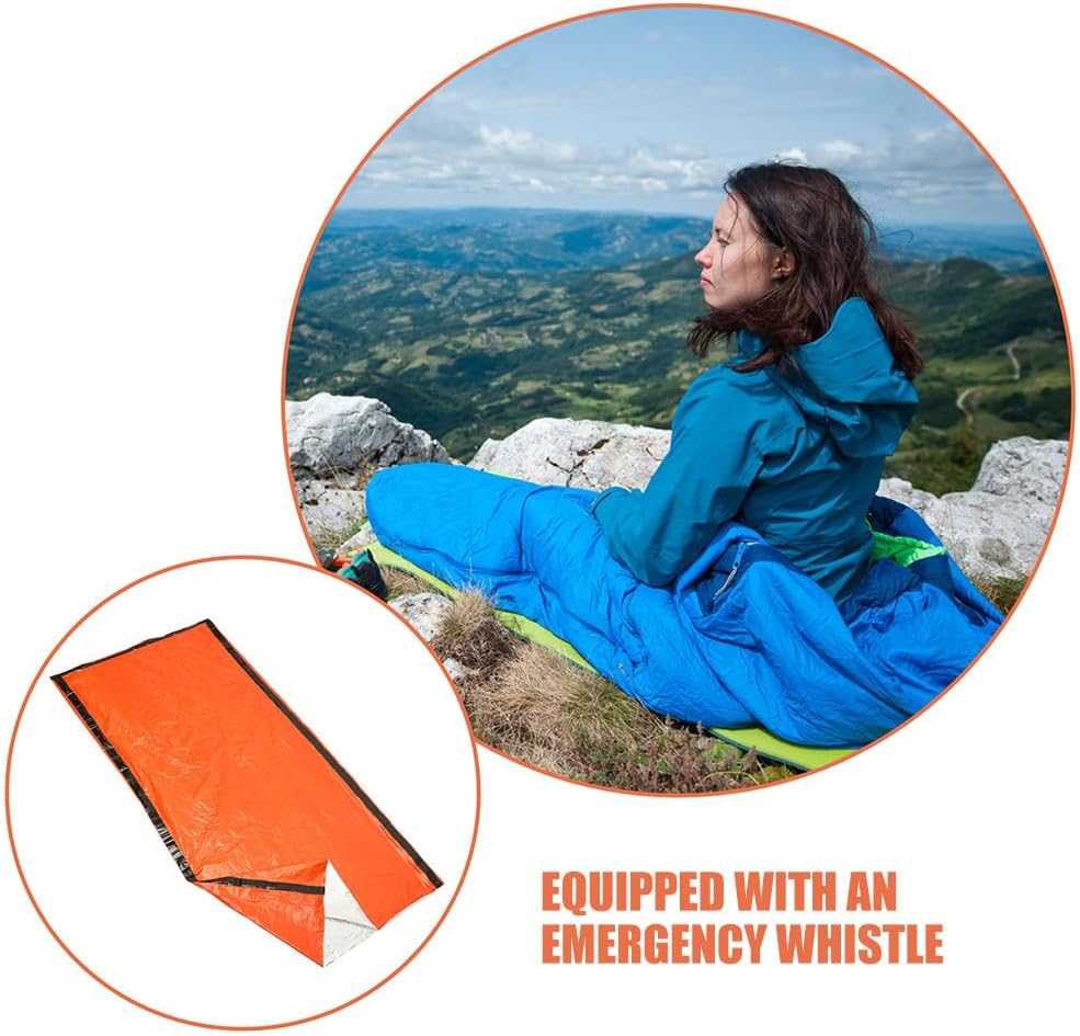 TOYANDONA 2pcs Emergency Pe Aluminum Foil Sleeping Bag for Adults, Lightweight Portable Bivy Sack with Drawstring Sack, Waterproof Survival Sleeping Bags for Camping Hiking
