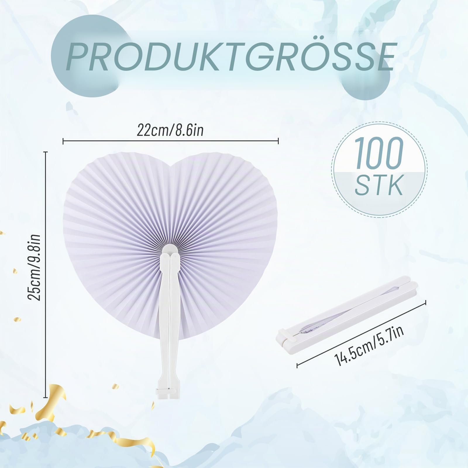100 Stück Herz Hochzeitsfächer Faltbare Taschenfächer Weiße Chinesische Handfächer Herzförmige Papierfächer Herz Faltfächer Gastgeschenk für Sommer Hochzeit Geburtstag DIY Dekoration