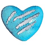Mermaid Throw Pillow with Insert , Play Tailor Reversible Sequins Pillow Heart Shape Decorative Cushion(13