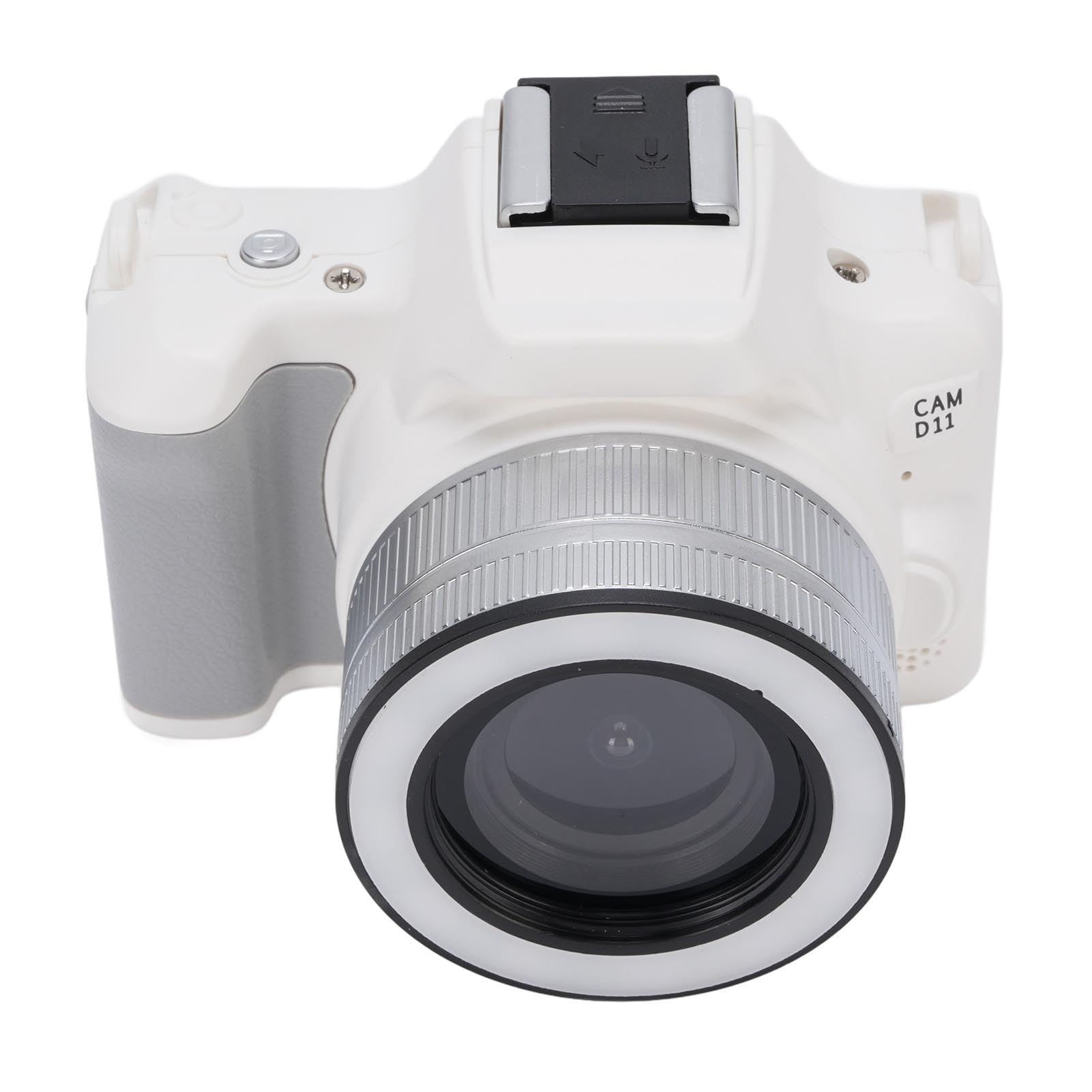 Tbest Przenośny Aparat Cyfrowy 48 MP 2K z Podwójnym Obiektywem i 16-krotnym Zoomem z Filtrami Muzycznymi do Gier do Podróży (WHITE)