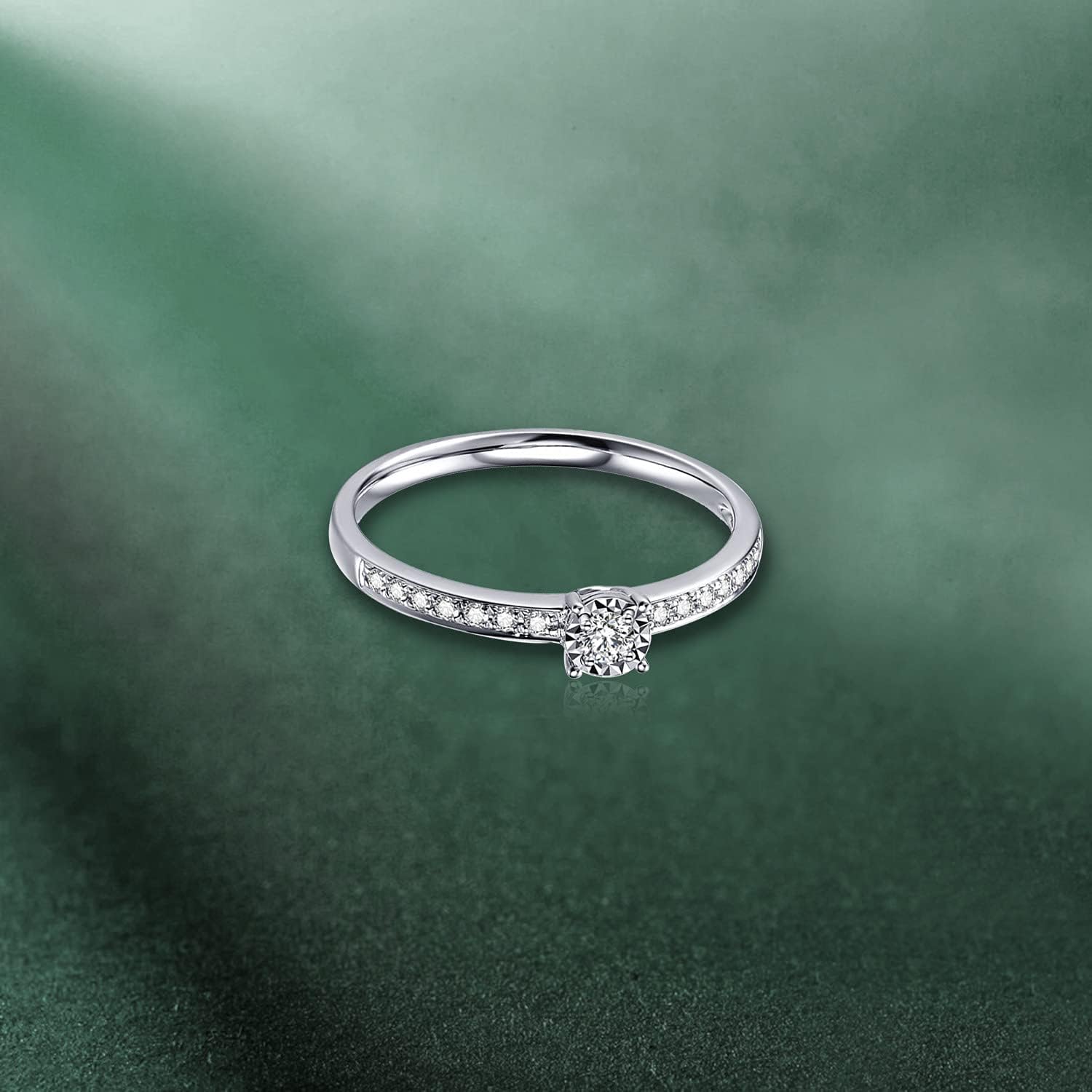 Miniatura 5 de DIYA 1CT Round Cut Moissanite Diamond Ring, 925 Sterling Silver Solitaire Promise Rings for Her Ladies Wedding Rings Jewelry Gifts for Women Wife