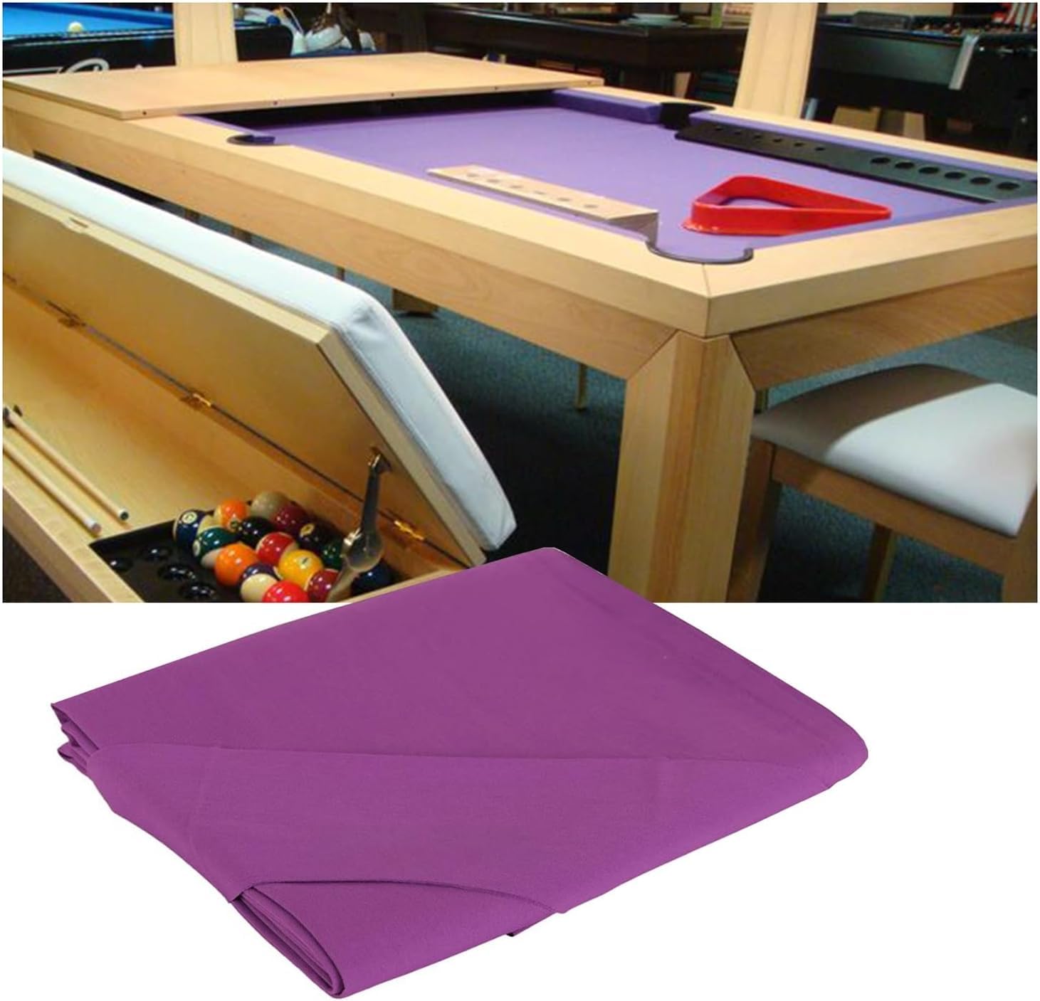VUIKLCty Snooker Table Cloth (including 6 Edge Strips), Suitable For Home Or Pub Games Rooms(Purple)