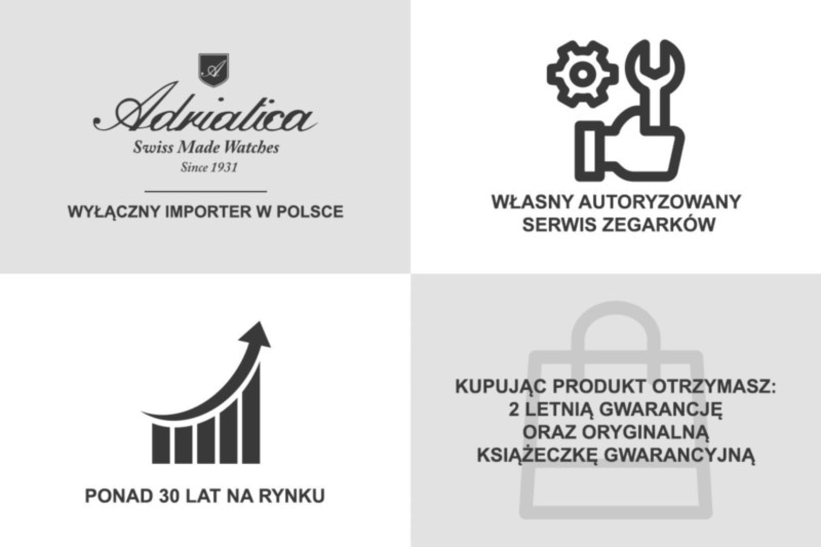 Zegarek męski ADRIATICA model A1236.5113Q w kolorze srebrnym na stalowej bransolecie
