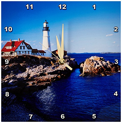 3dRose Wall Clock Silent - 10 inch - Maine, Portland Head Lighthouse - US20 RER0011 - RIC Ergenbright - Lighthouses