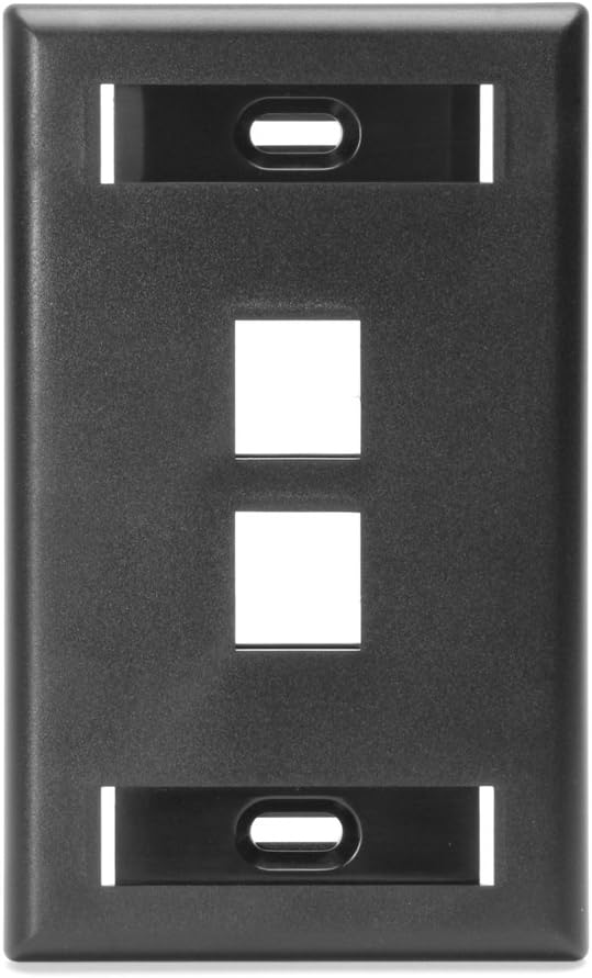 Leviton QuickPort Wallplate with ID Window, Single Gang, 2-Port, 42080-2WS, White