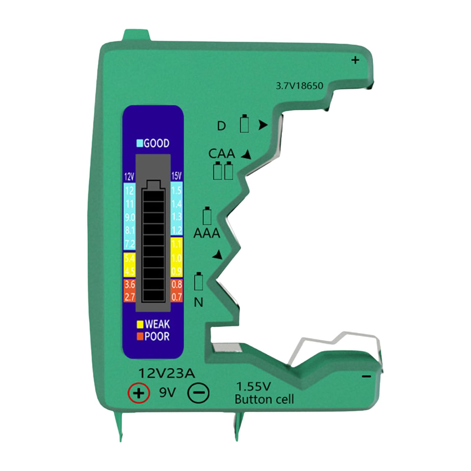 Battery Tester Checker, LCD Display Volts Checker for C AA D 9V 1.5V Cell Button Battery Portable LCD Tester
