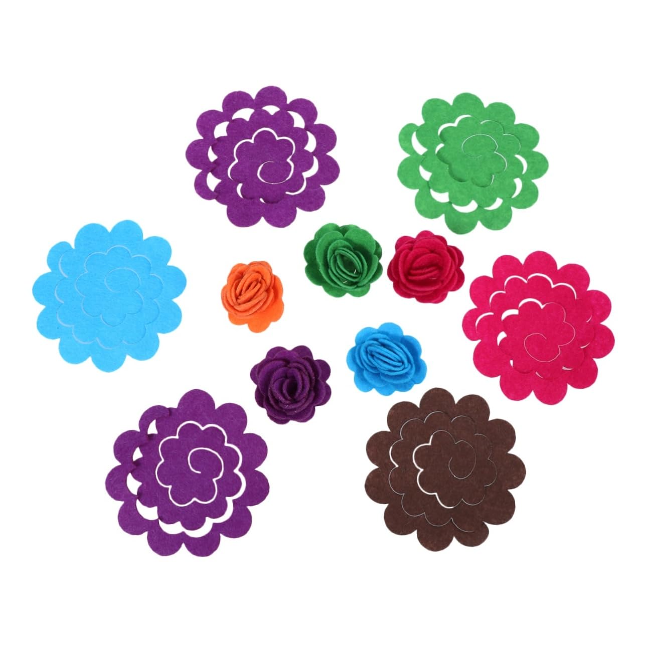 IWOWHERO 50 Pcs Simulation Felt Flower Kit Perfect for DIY Crafts Decorative Fabric Flowers for Sewing Realistic Floral Appliques