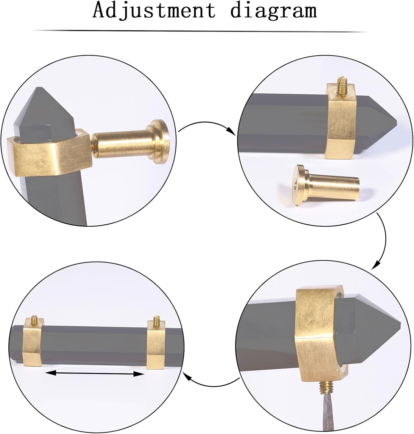 Sportmusies Pack of 2 Brushed Brass with Rose Quartz Crystal Cabinet Pull Knobs with Screws, Hexagonal Pointed Stone Handle Knobs for Dresser Cupboard Kitche