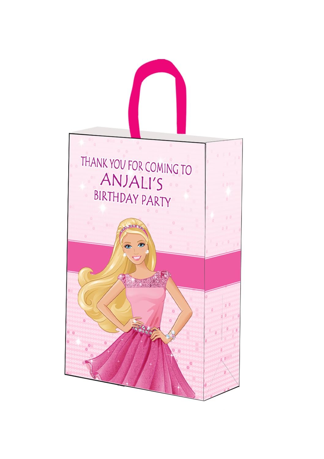WoW Party Studio Personalized Baarbii Theme Happy Birthday Decorations Return Gift Bag with Birthday Boy/Girl Name, Medium Size, Made of 300GSM Cardstock Paper - 10Pcs-image-30