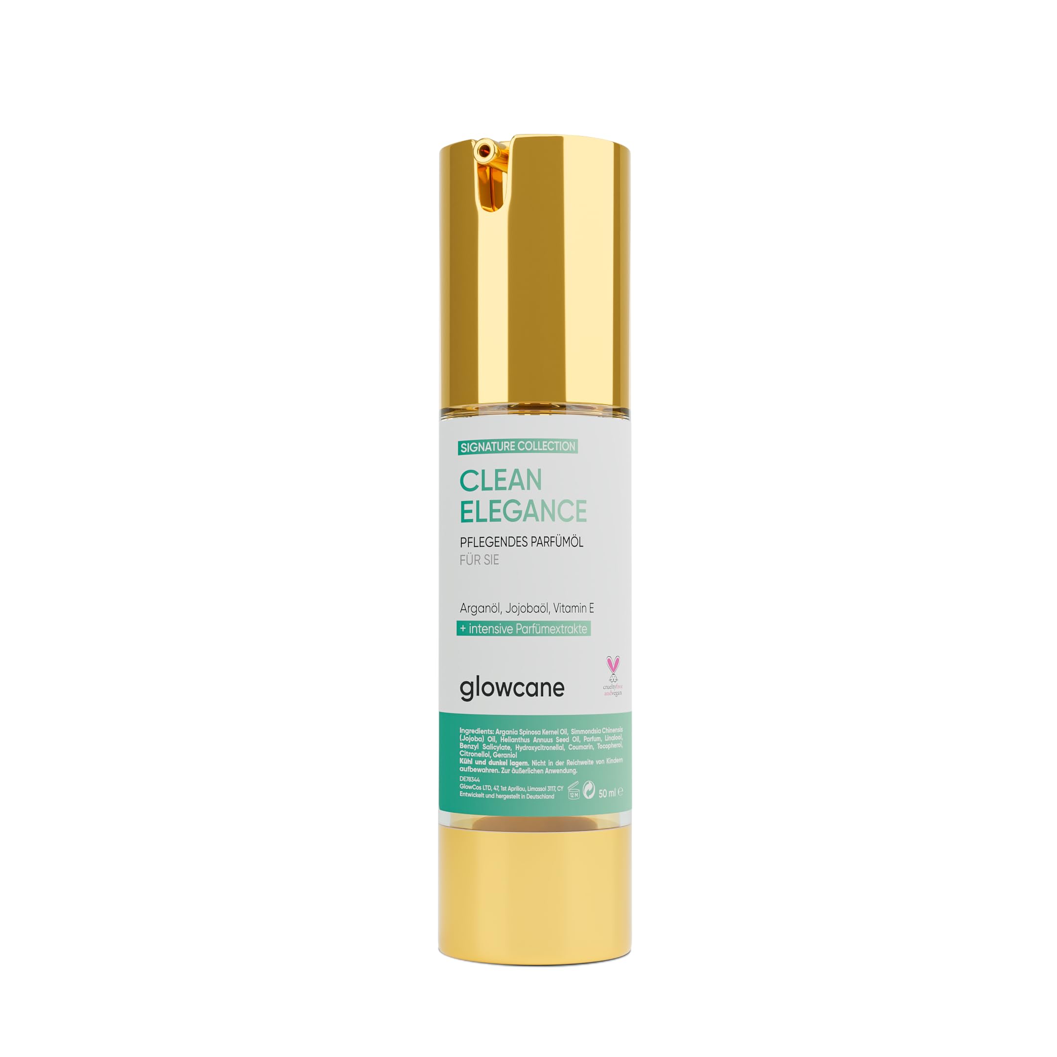 Glowcane Clean Elegance Parfüm Öl Damen 100% alkoholfrei Pflegender Ölkomplex