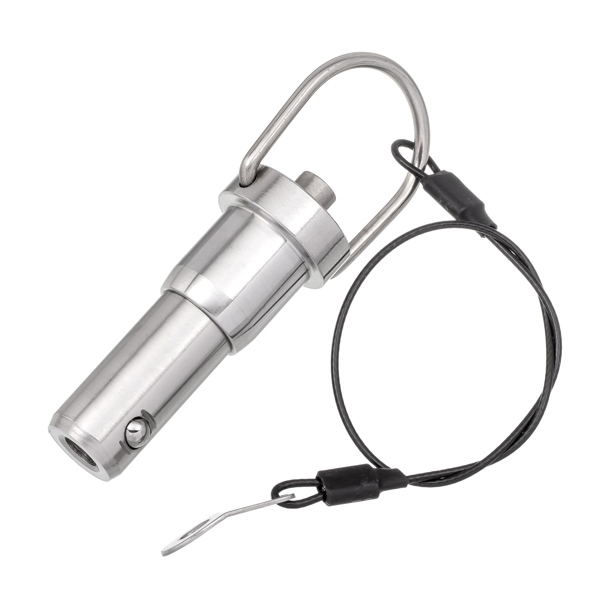 HALLMERS 16mm Pin Diameter 20mm Usable Length Quick Release Ball Head Pin Lock with 260mm Retaining Wire Cable - Stainless Steel - Self Locking Fasten Security Bolt Accessory Push Pull Fastening Tool