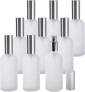 9 Pack 3oz Glass Spray Bottles with Fine Mist Sprayer & Pump Spray Cap, Refillable & Reusable Frosted Clear Empty Bottles for Essential Oils, Perfumes, Body Sprays
