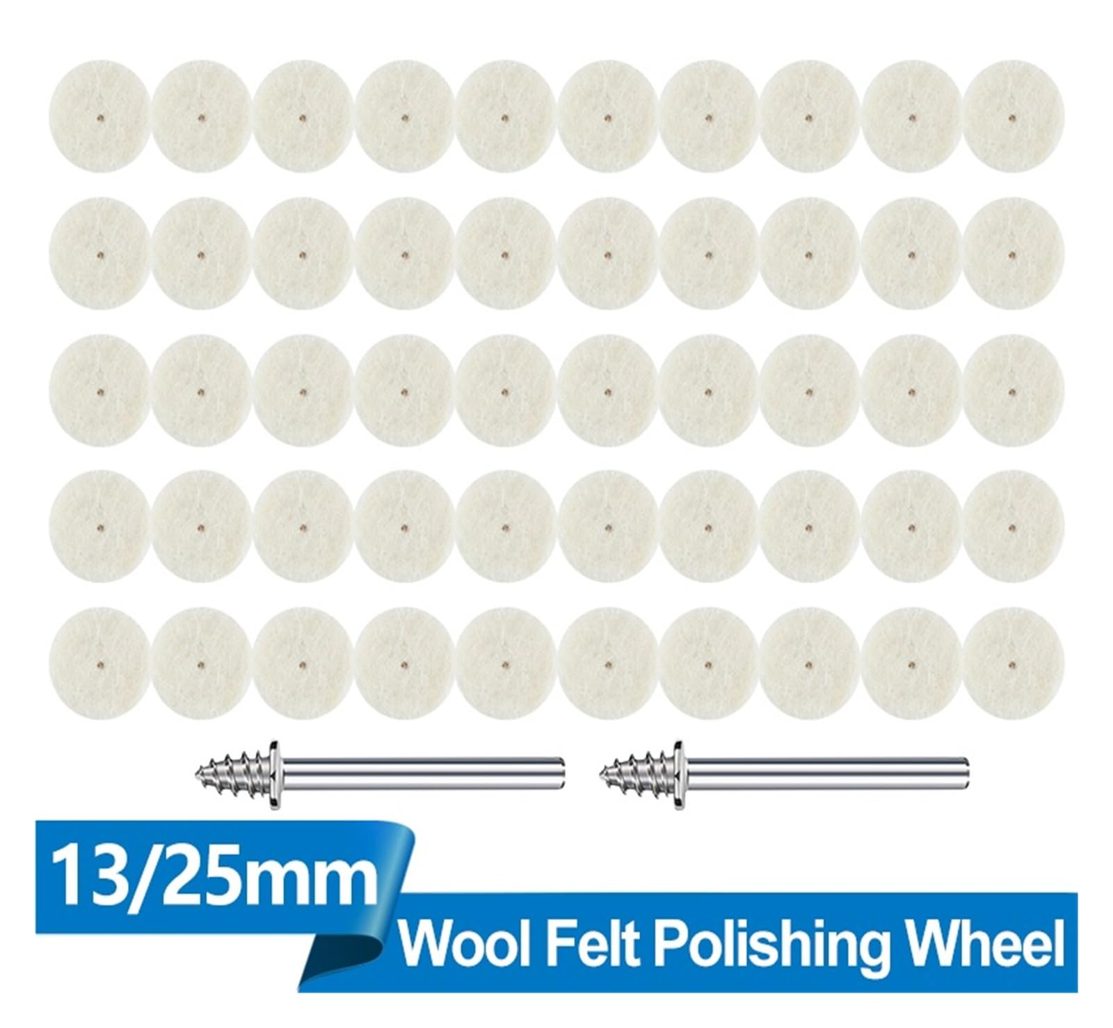 Metalowa tarcza polerska, 52/105 sztuk 13/25mm filc wełniany polerowanie szlifowanie podkładki polerskie do narzędzia obrotowego(105pcs 13x7mm)