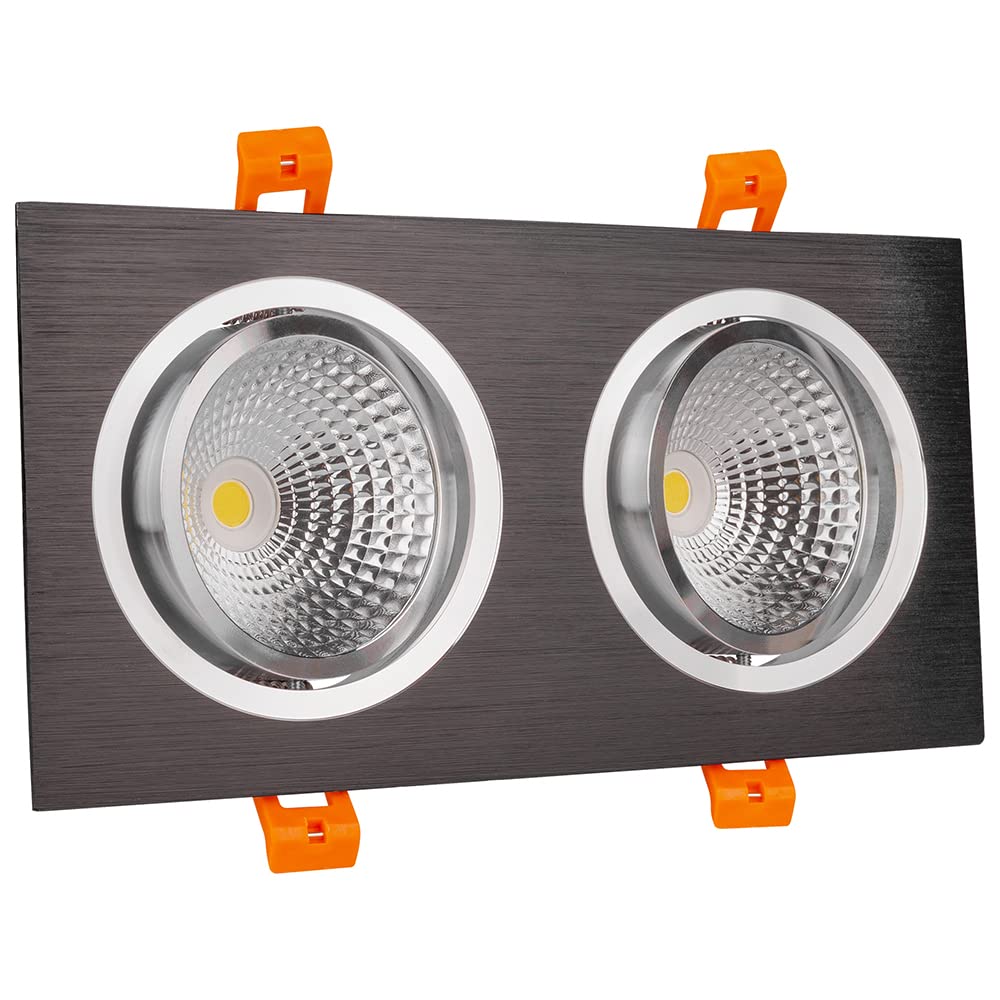 Tekled Black Led Tilt Recessed Rectangle Downlight 2 Way Ip20 Cri90 - / 3000K Warm White / 2 X 10 W