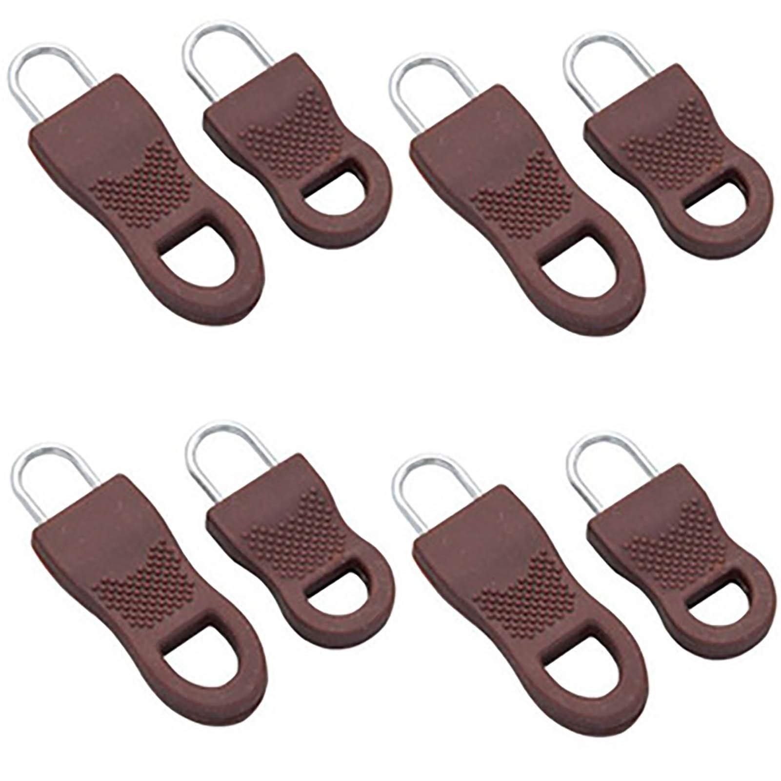 Cord Ends Zipcords, 10pcs Zipper Slider for DIY Sewing Resin Zip Head Detachable Puller Repair Kit Pull(Brown)