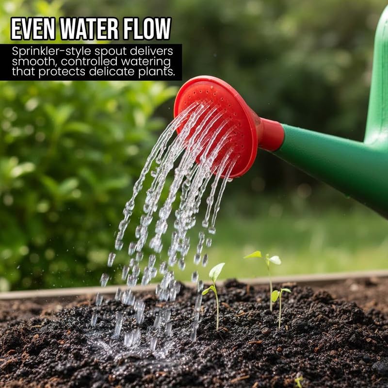 Image of Clokify Greenry Watering Can, Green, Plastic, 5 Litre, with Sprinkler Spout, for Home Indoor and Outdoor Plants,Garden,Farmhouse (Pack of 1 pcs)