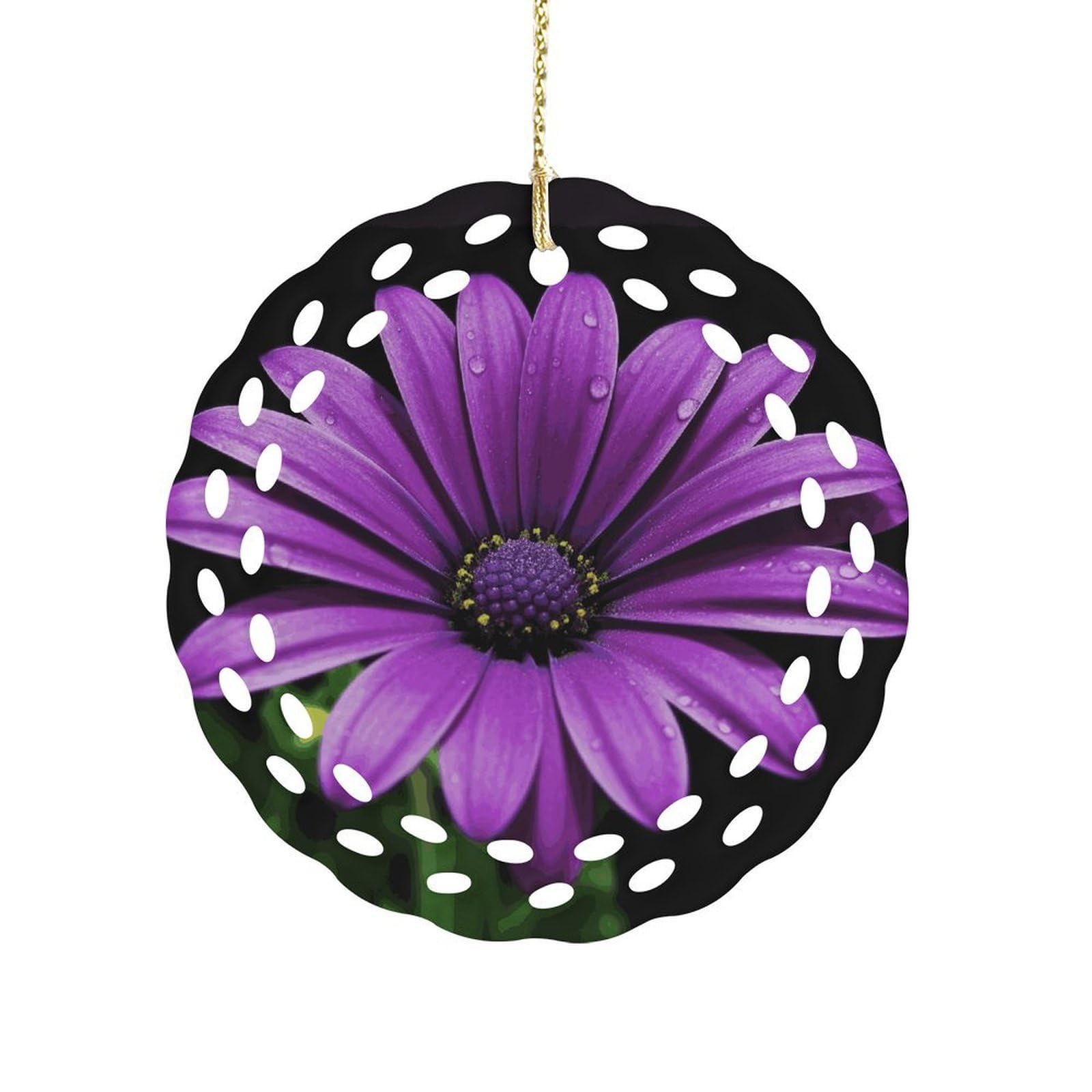 Wsoihfec Women's Style Purple Daisy Hanging Ornament 3 Inch Round,1-Pack,Xmas Decor -Two-Sided Printed,Friend Ornament Gifts For Friends Coworker Sisters