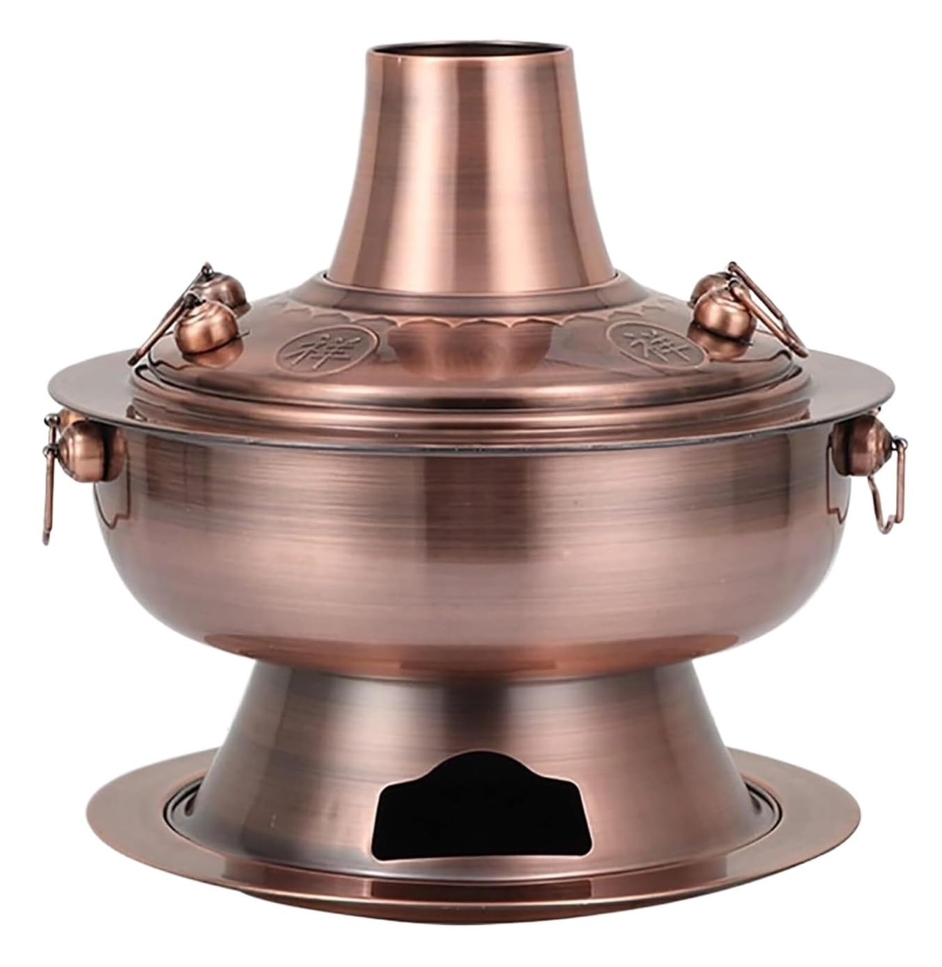NGDFGR Chinese Charcoal Hotpot Stainless Steel Hot Pot Traditional Hot Pot Vintage Shabu Pot Stew Pot For Family Friends Copper Hot Pot,A-36cm