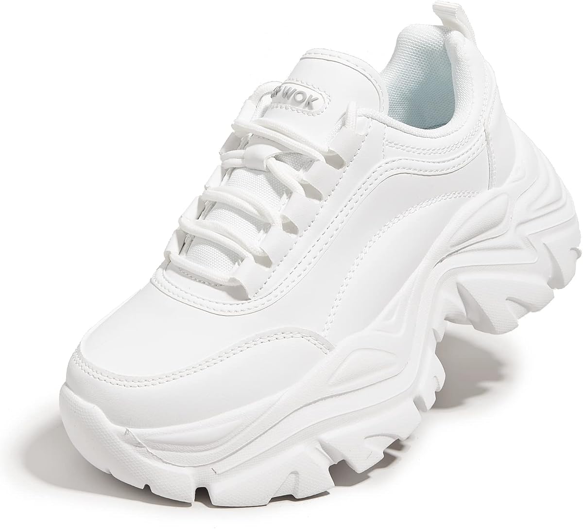 Chunky Sneakers for Women Fashion Platform White Leather Casual Dad Shoes Comfortable Wedge Walking Sport Sneakers