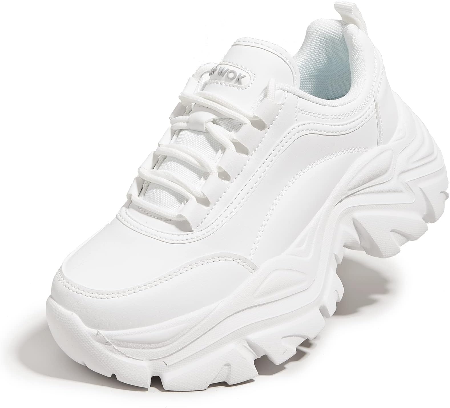 Chunky Sneakers for Women Fashion Platform White Leather Casual Dad Shoes Comfortable Wedge Walking Sport Sneakers