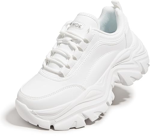 White Chunky Platform Sneakers