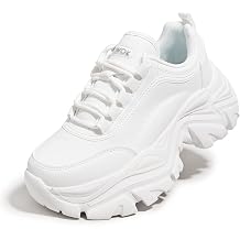 Chunky Sneakers for Women Fashion Platform White Leather Casual Dad Shoes Comfortable Wedge Walking Sport Sneakers