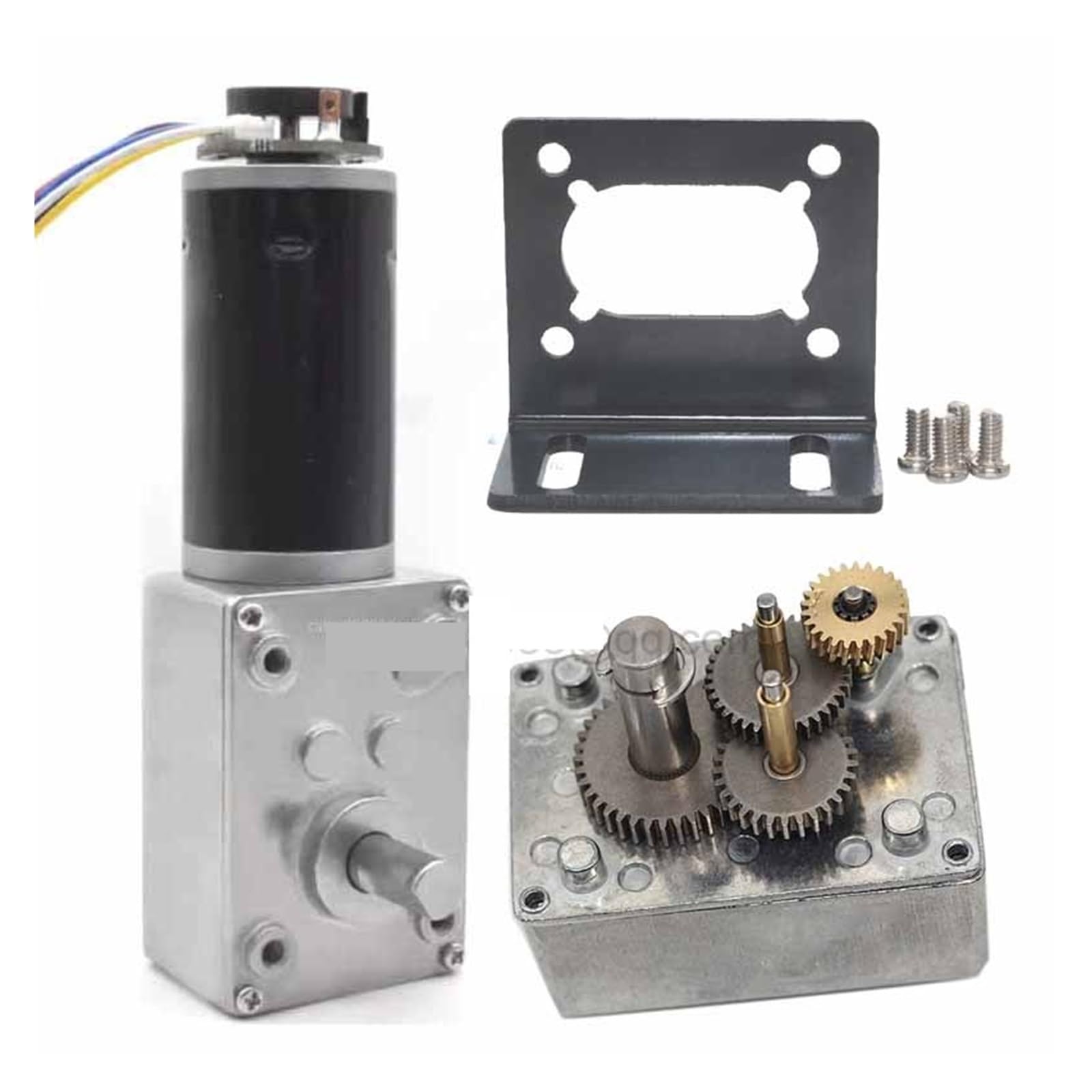 Silnik z przekładnią ślimakową DC 12V 24V wysoki moment obrotowy reduktor kątowy z enkoderem, metalowa skrzynia biegów o niskim poziomie hałasu CNC tracker słoneczny A5840-31ZY(Motor only,27R_24V)