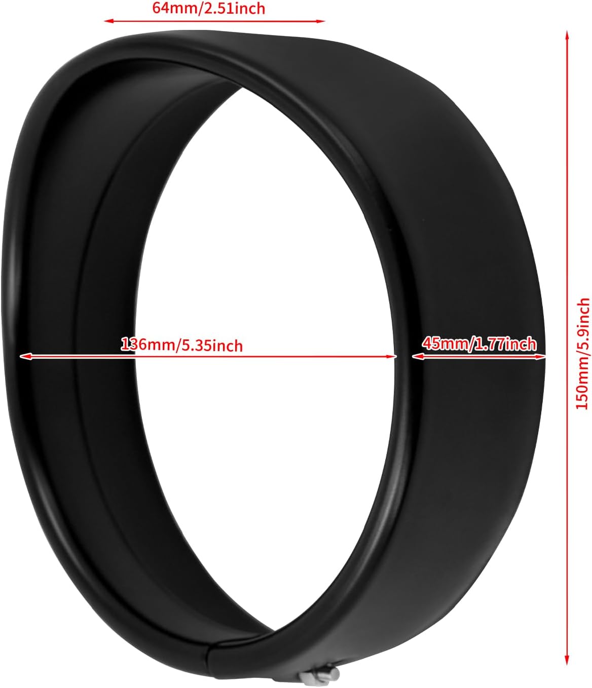 5.75 inch Headlight Visor Trim Ring Headlamp Bezel Decor Cover Compatible with Harley Sportster 883 1200 Forty Eight Dyna Softail (Black)