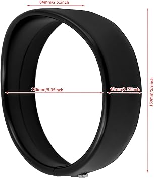 5.75 Inch Visor Headlight Trim Ring 5 3/4 Head Lamp Decorative Ring Fit for Harley Sportster 883 1200 Forty Eight Dyna Softail Black