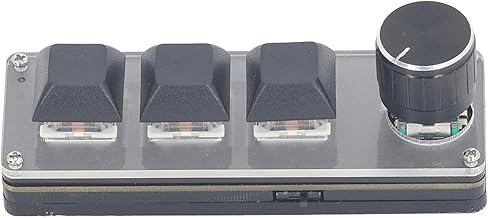 Mini 3-Button Keyboard, USB Wired 2.4G Wireless Mechanical Gaming Keyboard with Programmable Keys, Rotary Knob, Interchangeable, Adjustable Macro Hotkey, One Key