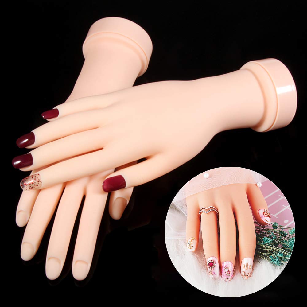 LABRENS Practice Hand for Acrylic Nails, Fake Hand for Nails Practice, Flexible Movable Fake Hand Manicure Practice Tool, Nail Art Training Practice 2