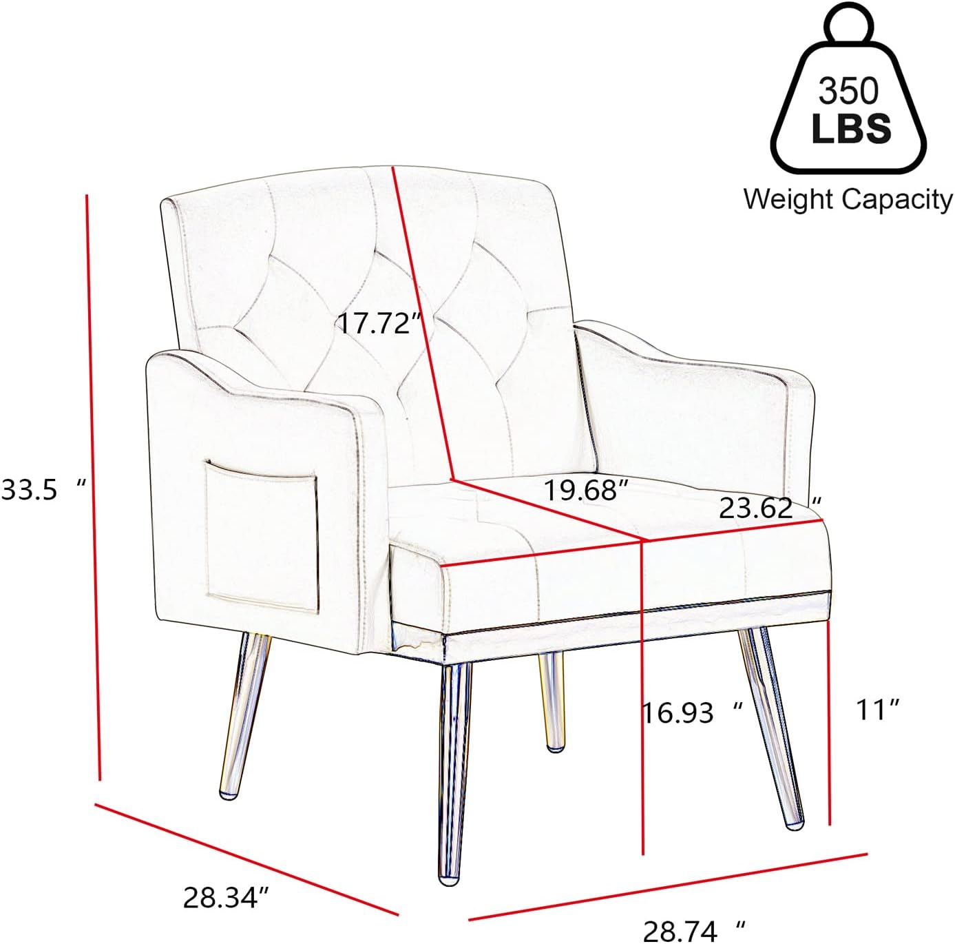 Buy Antetek Upholstered Velvet Accent Chair, Modern Armchair Single